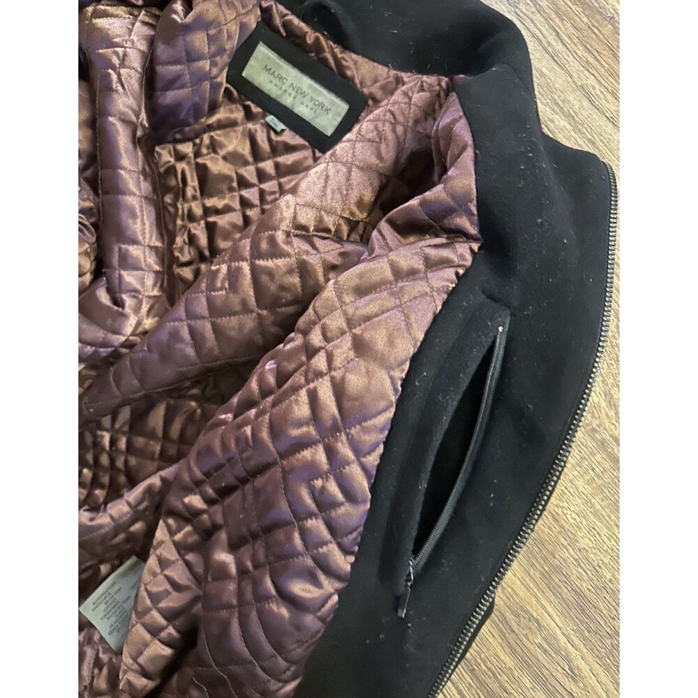Marc New York Wool Blend Zip Jacket Mens XL Black Quilted Lined - Picture 7 of 8